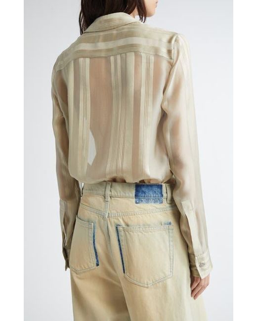 Stella McCartney Natural Variegated Stripe Silk Button-Up Shirt