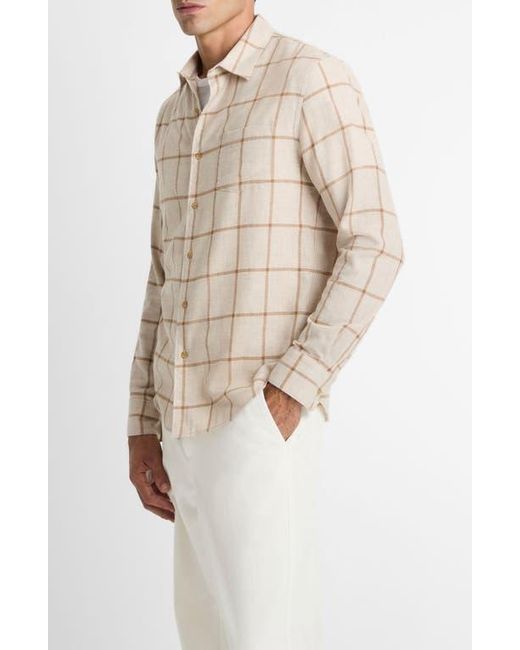 Vince Natural Rockery Plaid Cotton Button-Front Shirt for men