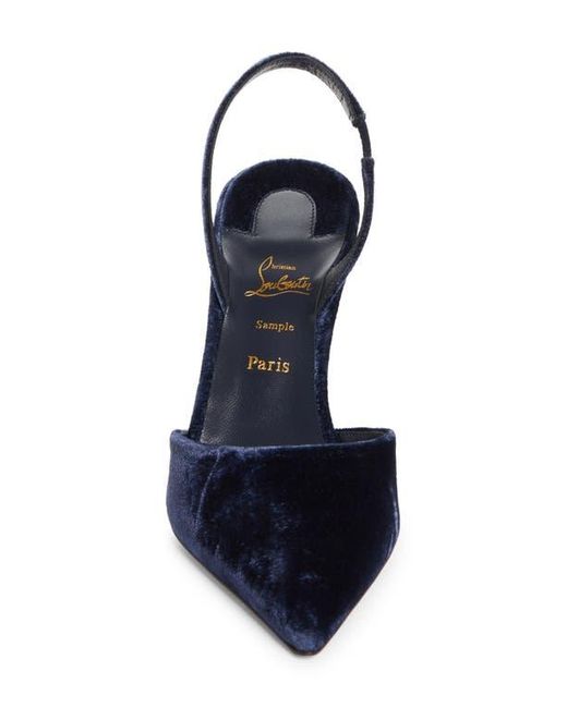 Christian Louboutin Blue Apostropha Pointed Toe Slingback Pump