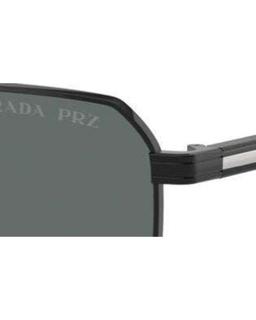 Prada Black 61mm Polarized Rectangular Sunglasses for men