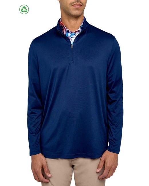 Con.struct Blue Regular Fit Melange Recycled Performance Quarter Zip for men