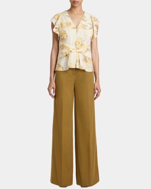 Santorelli Natural Lily Wide Leg Pants With Slanted Side Pockets
