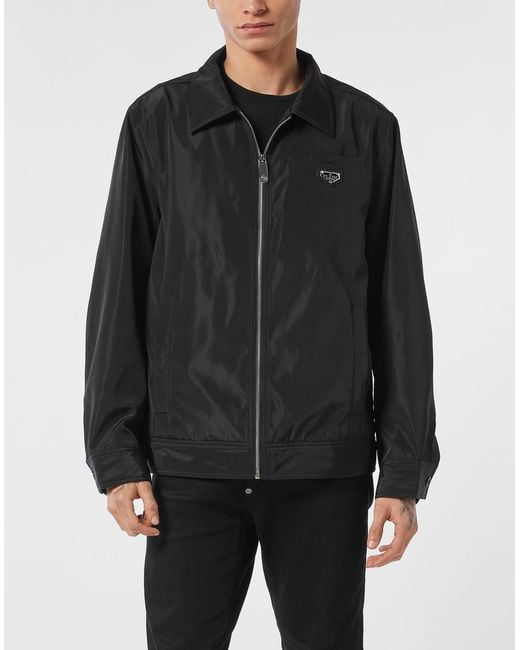 Philipp Plein Black Nylon Coster Jacket for men