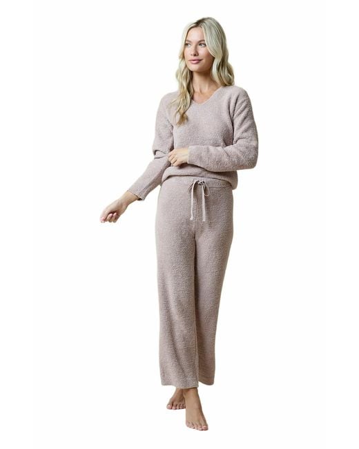 Softies Natural Solid Marshmallow V-Neck Lounge Set