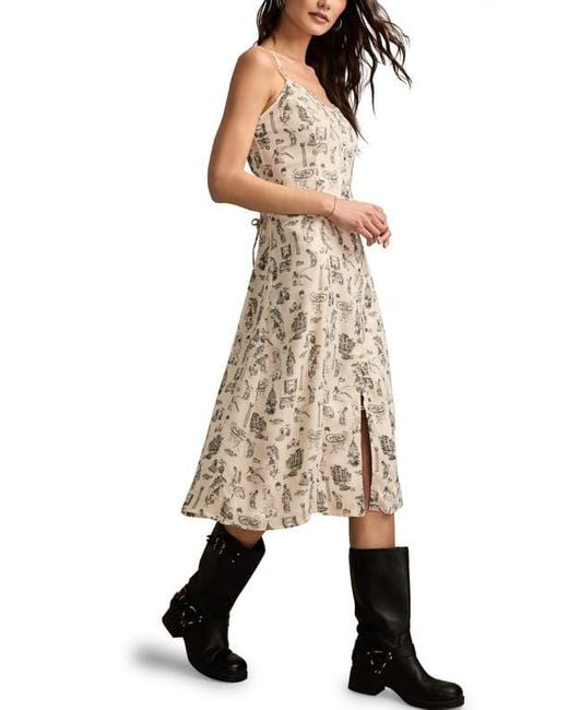Lucky Brand Natural Simone Allover Print A-Line Dress