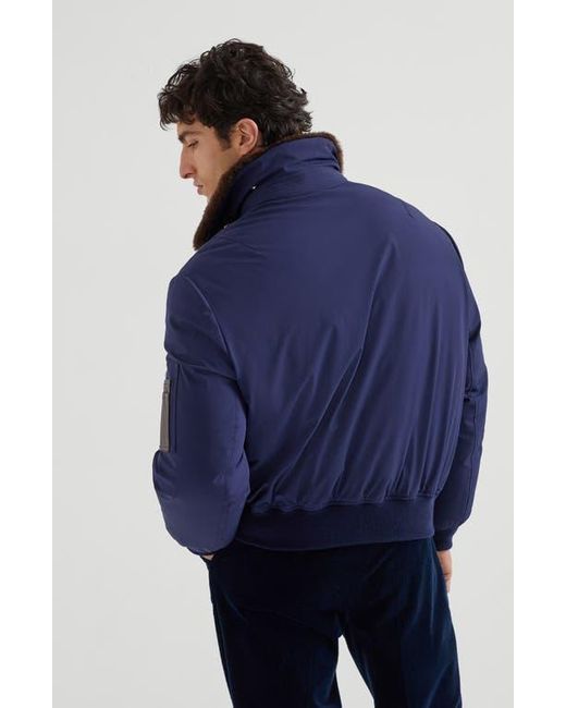 Brunello Cucinelli Blue Nylon Down Jacket for men