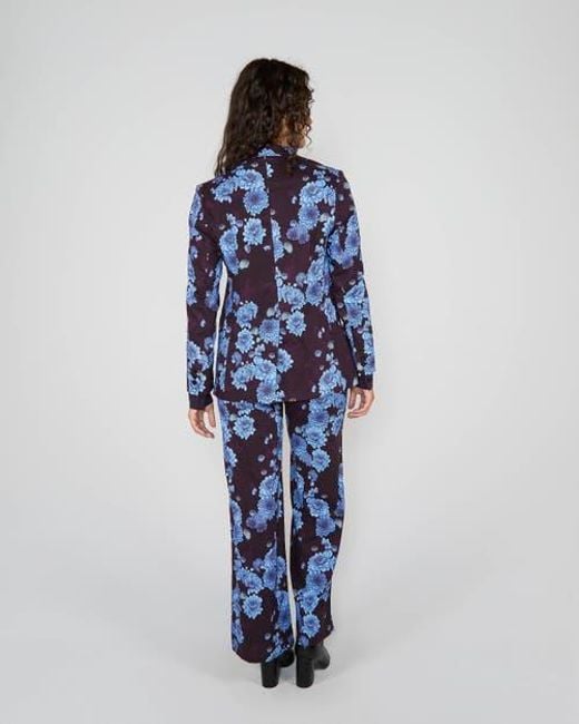 Lords of Harlech Blue Phillis Wide Leg Tailored Pant Montgat Paisley