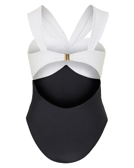 MILLY Blue Betsy Colorblock One-Piece Swimsuit
