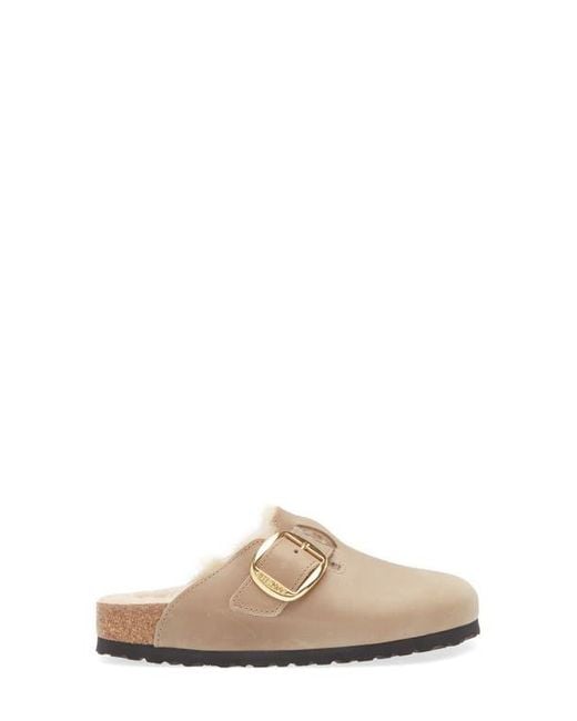 Birkenstock White Boston Big Buckle Genuine Shearling Lined Clog