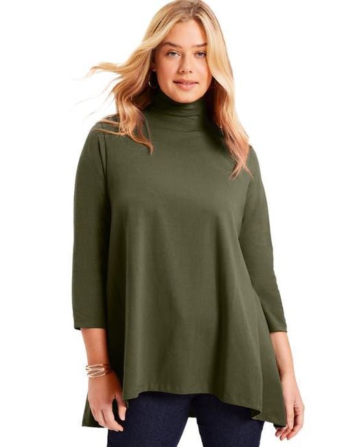 June + Vie Green One+Only Mock-Neck Tunic