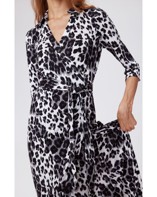 Diane von Furstenberg White Abigail Lips Print Silk Wrap Dress