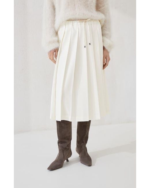 Brunello Cucinelli White Pleated Track Skirt