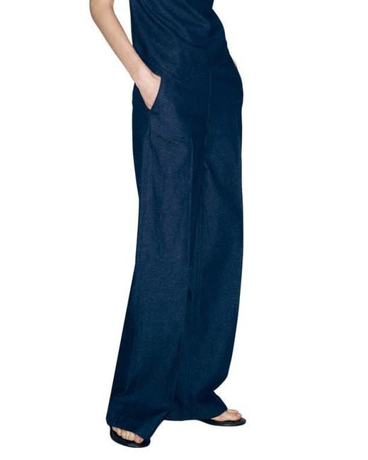 Mango Blue Flat Front Jeans