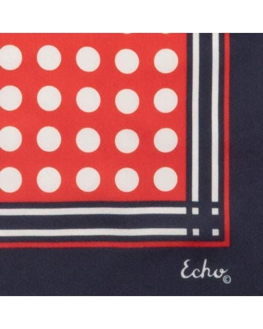 Echo Red Grid Dots Silk Square