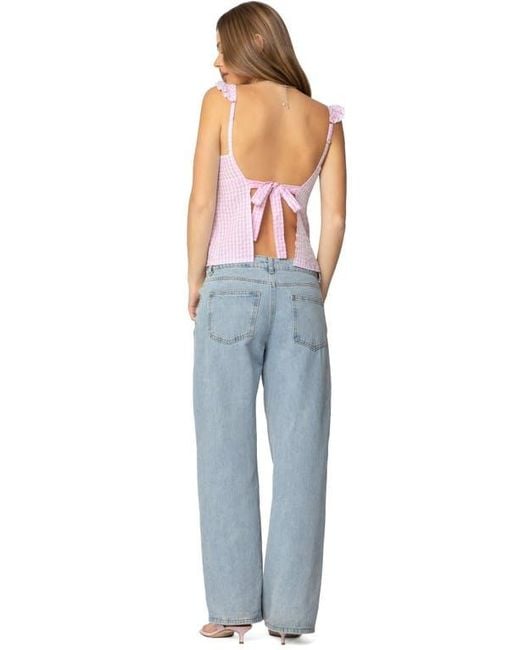 Edikted Purple Jenson Backless Gingham Tank