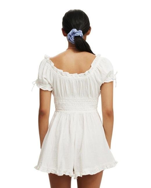 Cotton On White Sadie Button Through Playsuit