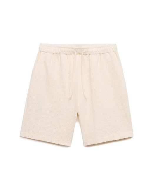 Mango Natural Drawstring Seersucker Shorts for men