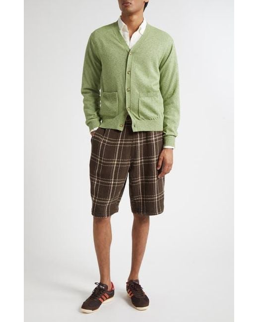 Beams Plus Green Bouclé Cardigan for men