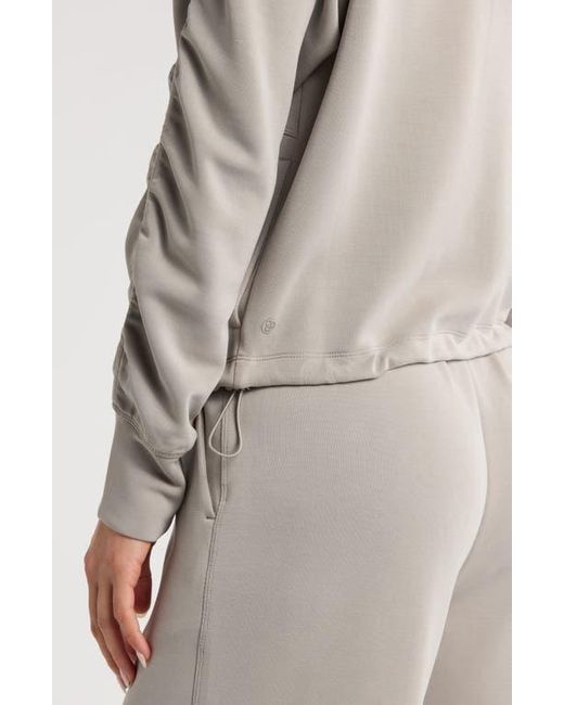 Zella Multicolor Ultrasoft Ruched Sleeve Front Zip Knit Jacket