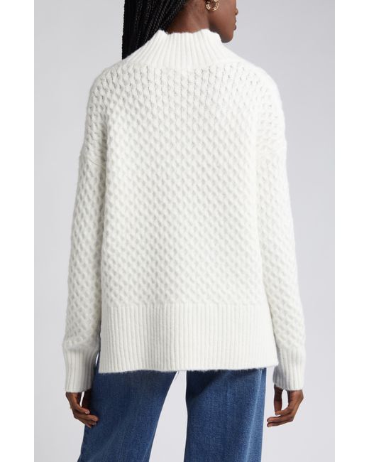 Nordstrom White Mock Neck Cable Knit Sweater