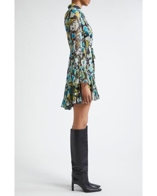 Cinq À Sept Green Lyra Tossed Floral Long Sleeve Minidress