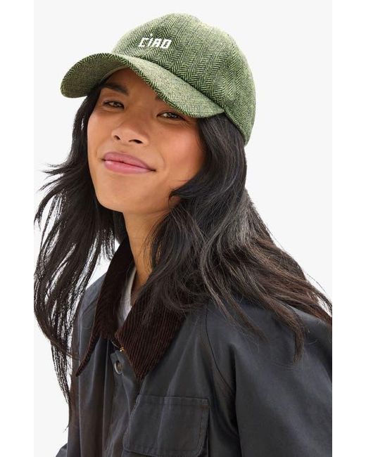 Clare V. Black Wool Herringbone Adjustable Baseball Cap