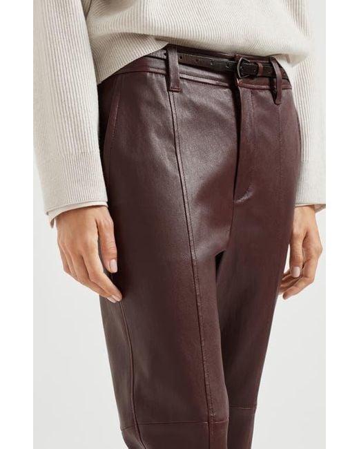 Brunello Cucinelli Red Square Cigarette Trousers
