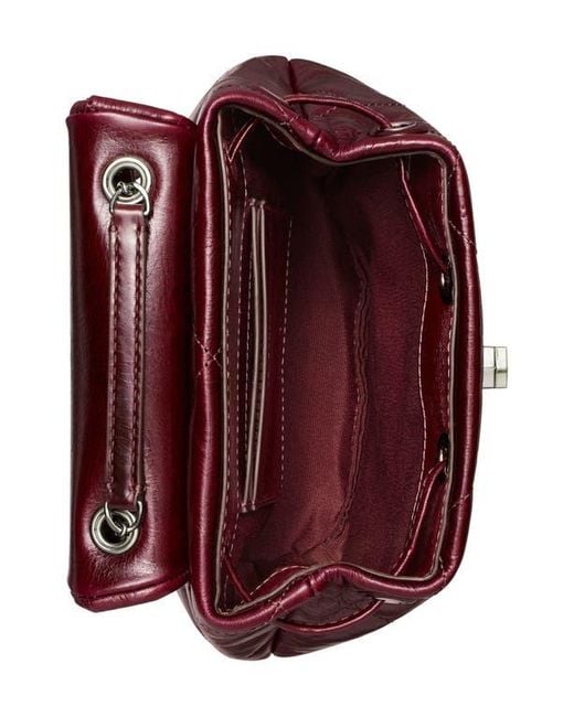Tory Burch Red Kira Distressed Diamond Quilted Leather Backpack
