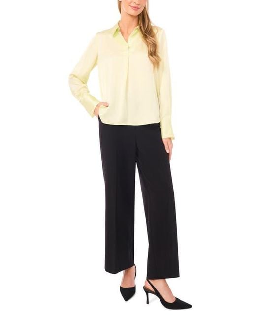 Halogen® Natural Collared Charmeuse Popover Top