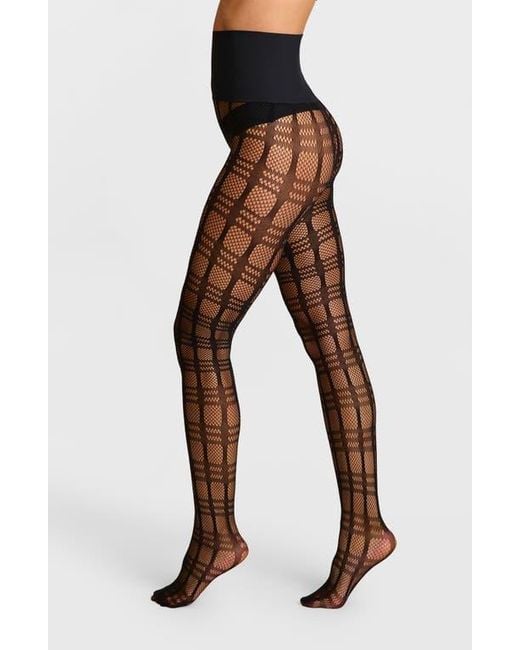Commando Black Plaid Fishnet Tights