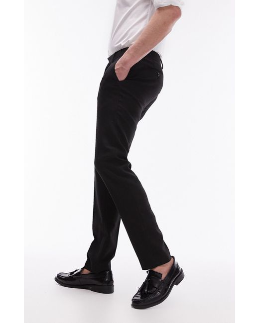 Topman Black Skinny Fit Textured Dress Pants for men