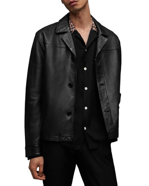AllSaints Black Tona Leather Jacket for men