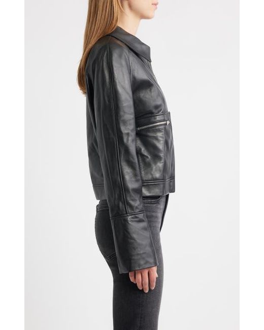 FRAME Black The Leather Zip Front Jacket