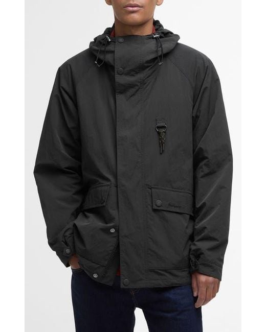 Barbour Black Hooded Waterproof Jacket for men