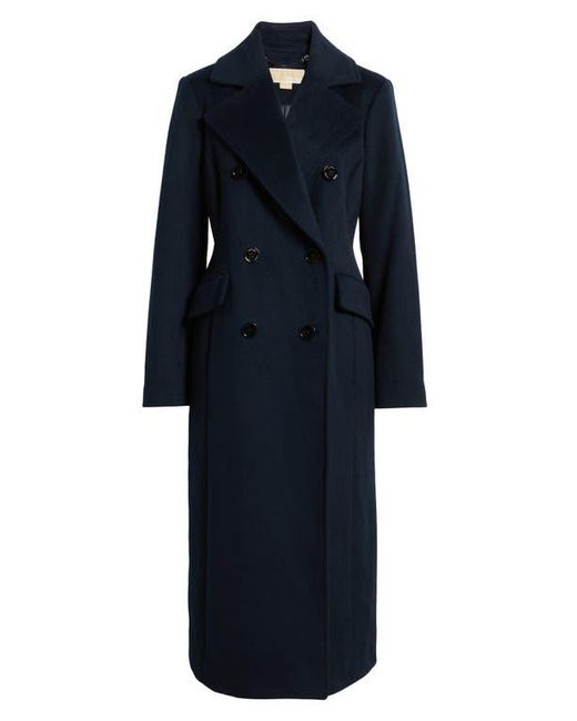 Michael Kors Blue Double Breasted Wool Blend Coat