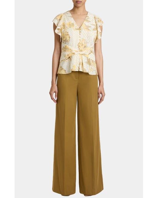 Santorelli Natural Lily Wide Leg Pants With Slanted Side Pockets