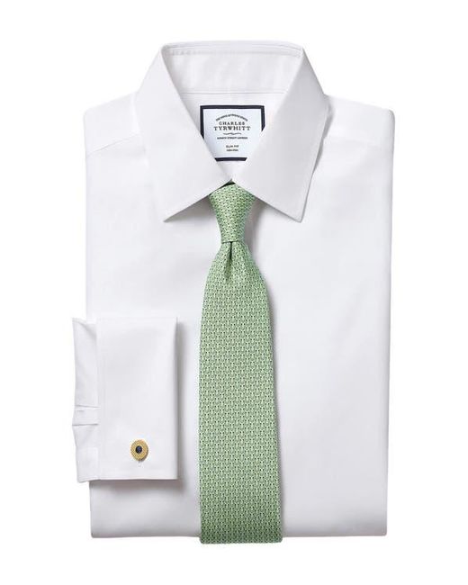 Charles Tyrwhitt White Non-Iron Poplin Slim Fit Shirt Double Cuff for men