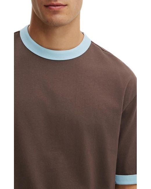 Cotton On Brown Cropped Fit T-Shirt for men