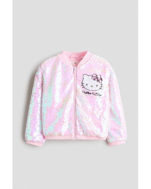 H&M Pink Sequined Bomber Jacket