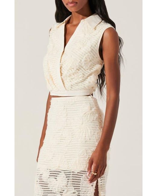 Astr White Sol Collar Wrap Crop Top