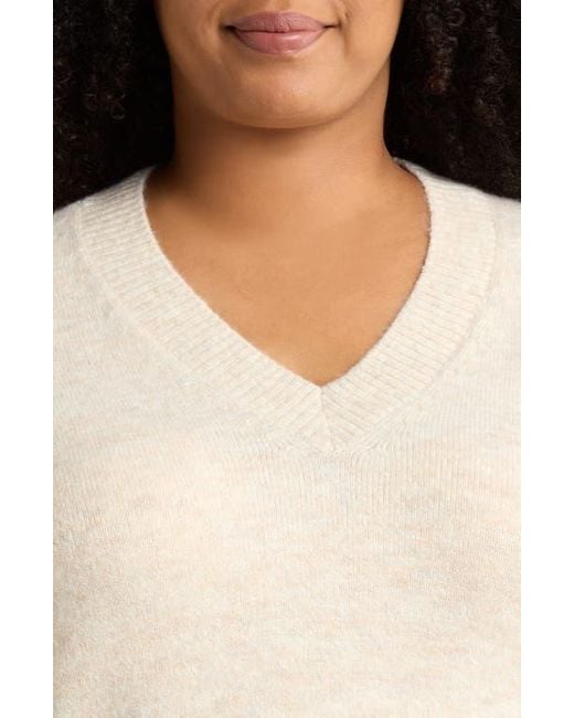 Vince Camuto Natural Colorblock V-Neck Sweater