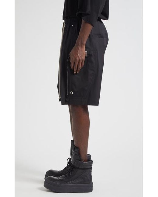 Rick Owens Black Bauhaus Bela Drawstring Cargo Shorts for men