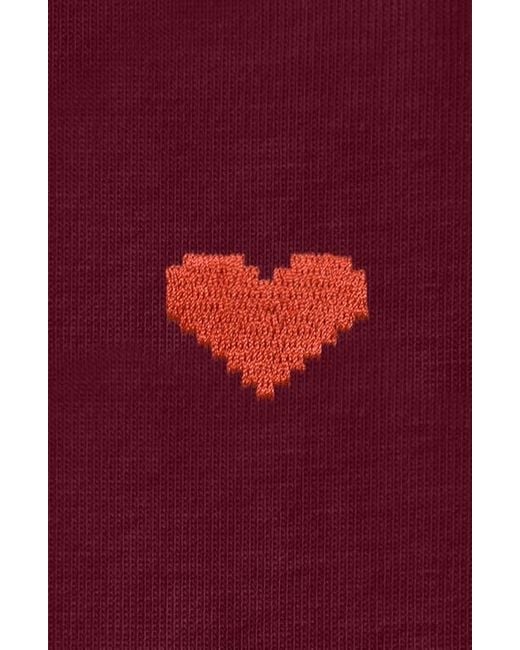 Alix Red Pixel Heart Jersey Relaxed Tee