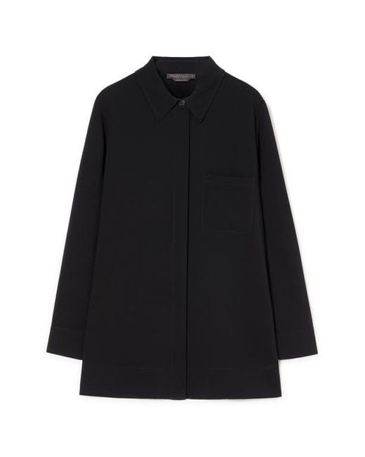 Marina Rinaldi Black Cady Button-Up Shirt