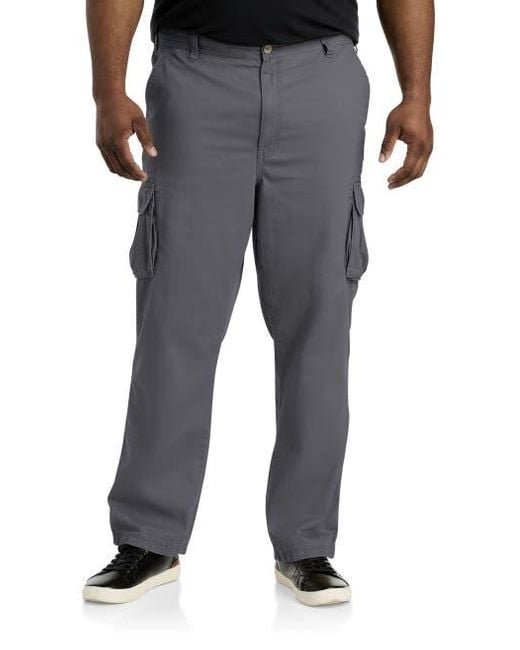 True Nation by DXL Gray Big & Tall Broken-In Relaxed Fit Cargo Pants for men
