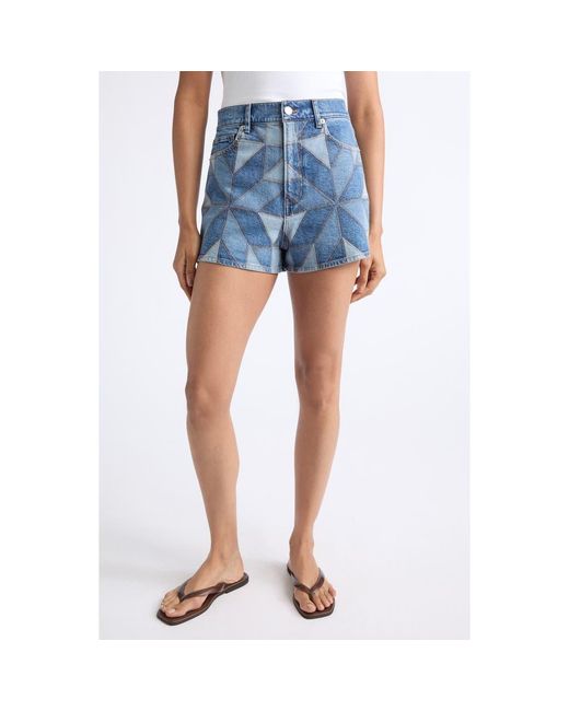 Veronica Beard Blue Elijah Patchwork Denim Shorts