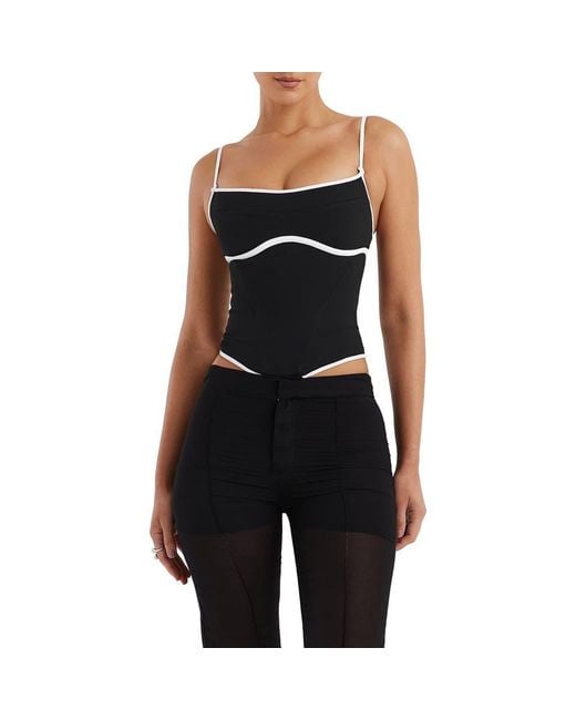 Mistress Rocks Black Contrast Trim Corset Top