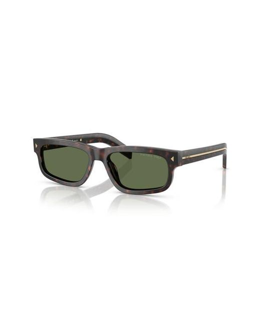 Prada Green 57Mm Polarized Rectangular Sunglasses for men