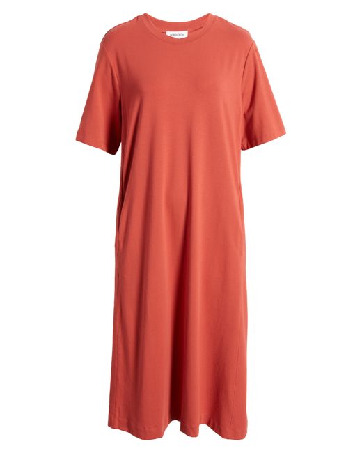 Nordstrom Red Stretch Cotton Midi T-shirt Dress