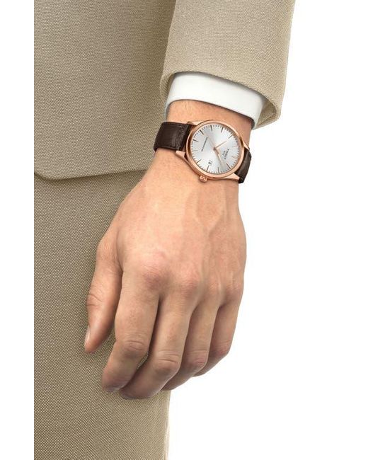 Tissot Black Classic Dream Automatic Leather Strap Watch, 40Mm for men